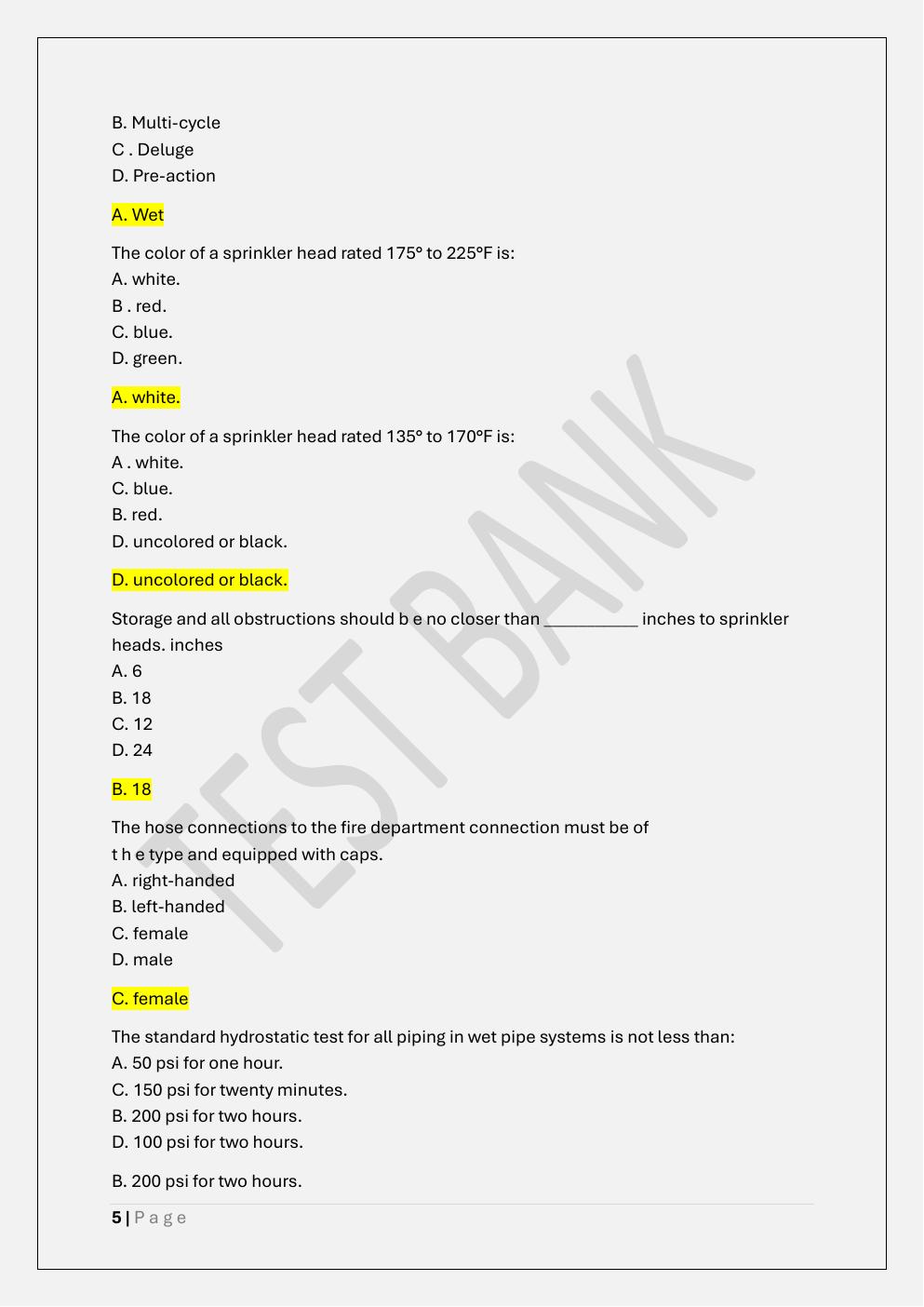 Preview page 5 of NFPA 1031 FIRE INSPECTOR 1&2 EXAM