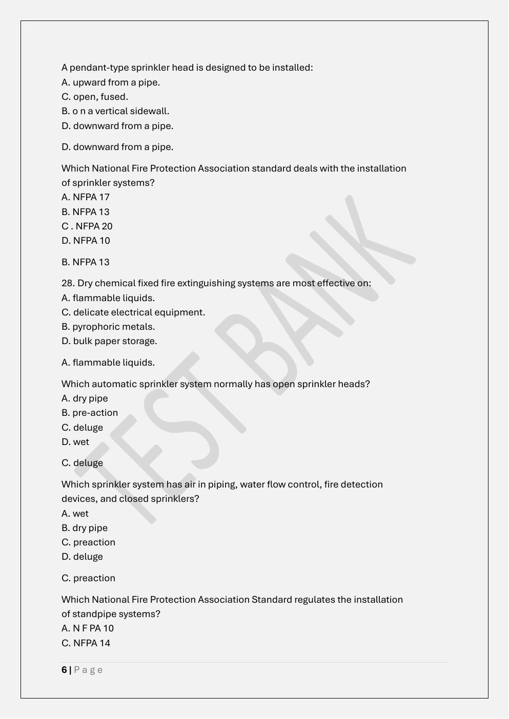 Preview page 6 of NFPA 1031 FIRE INSPECTOR 1&2 EXAM