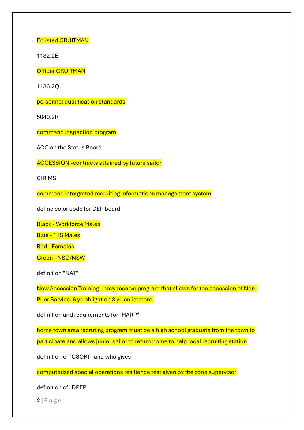 Preview page 2 of BEST NAVY ADVANCED RECRUITER EXAM