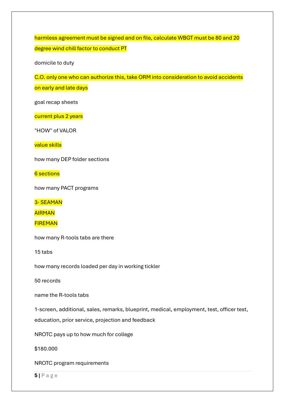 Preview page 5 of BEST NAVY ADVANCED RECRUITER EXAM