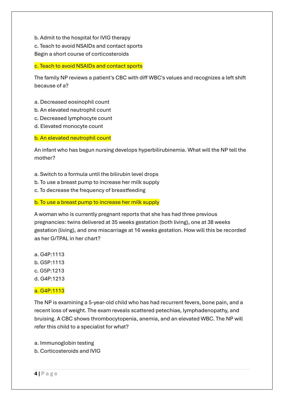 Preview page 4 of NR 667 FNP FINAL EXAM (FNP CAPSTONE  PRACTICUM AND INTENSIVE FINAL EXAM)