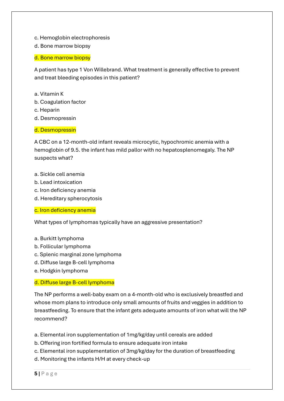 Preview page 5 of NR 667 FNP FINAL EXAM (FNP CAPSTONE  PRACTICUM AND INTENSIVE FINAL EXAM)