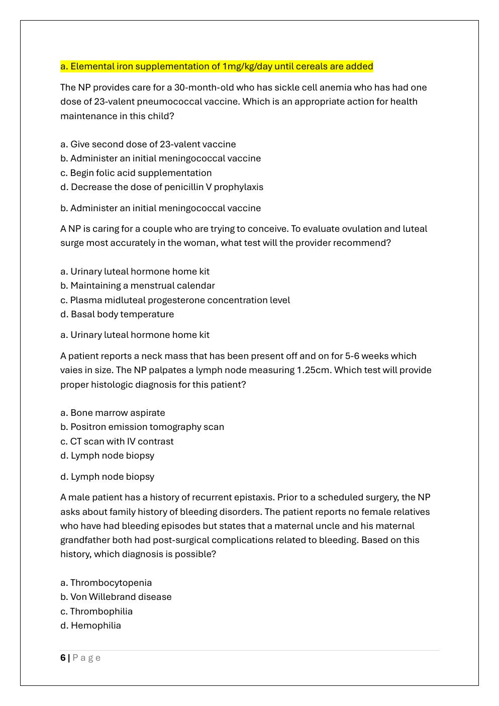 Preview page 6 of NR 667 FNP FINAL EXAM (FNP CAPSTONE  PRACTICUM AND INTENSIVE FINAL EXAM)