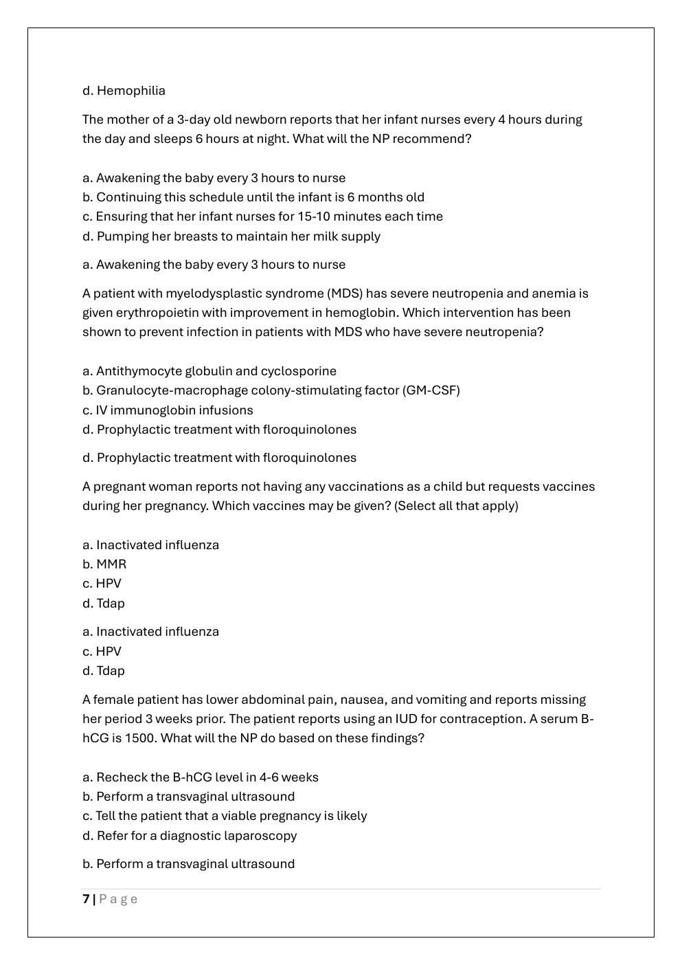 Preview page 7 of NR 667 FNP FINAL EXAM (FNP CAPSTONE  PRACTICUM AND INTENSIVE FINAL EXAM)