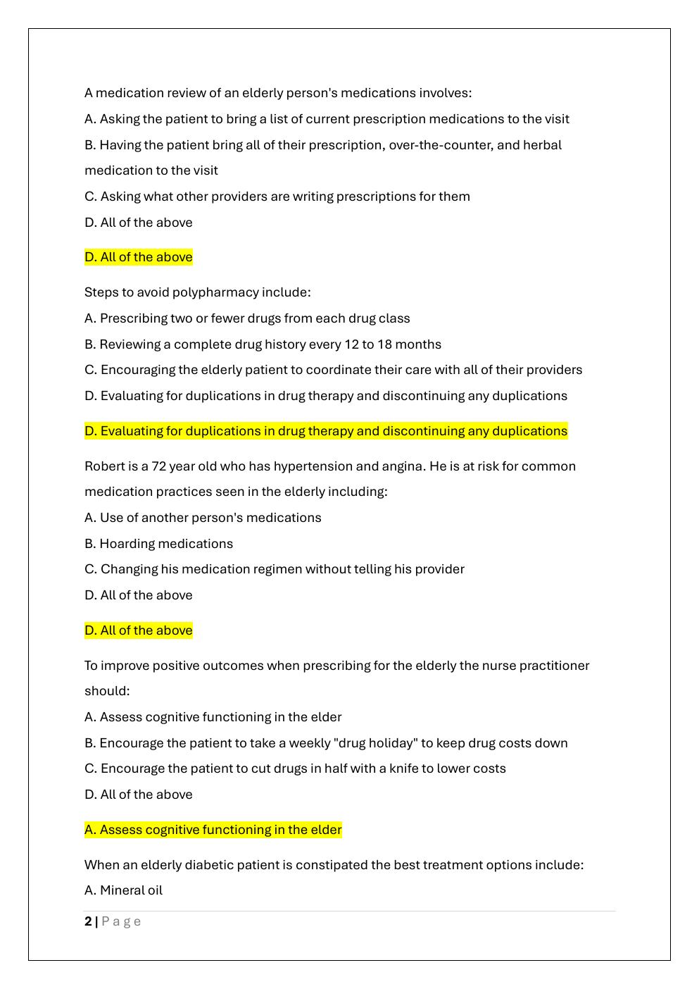 Preview page 2 of NUR 600 CLINICAL PHARMACOLOGY EXAM 1