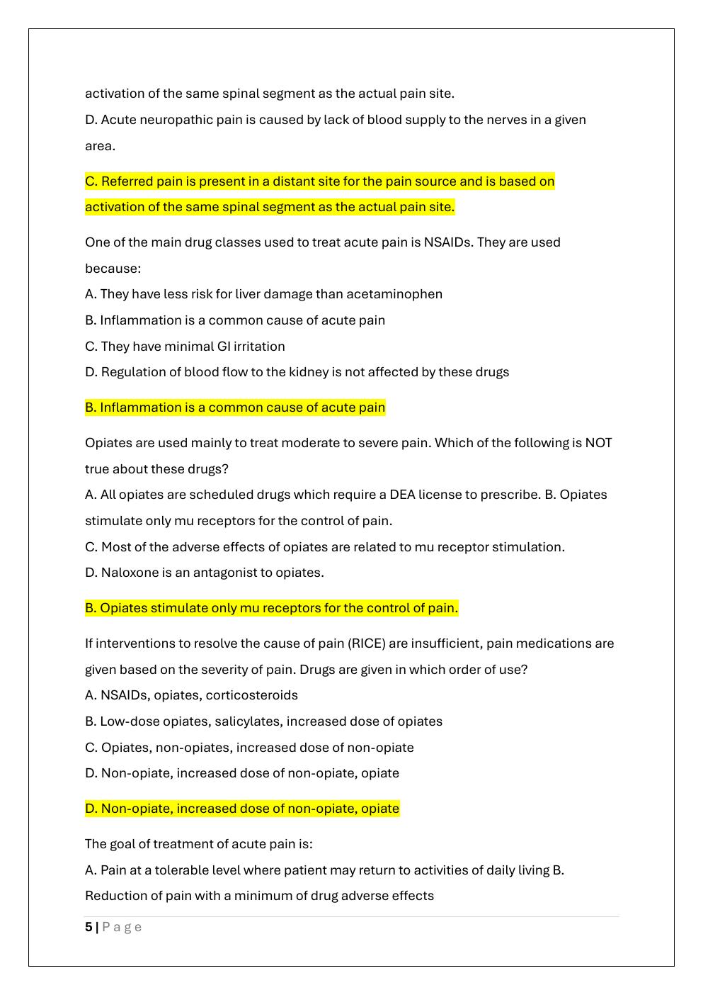 Preview page 5 of NUR 600 CLINICAL PHARMACOLOGY EXAM 1