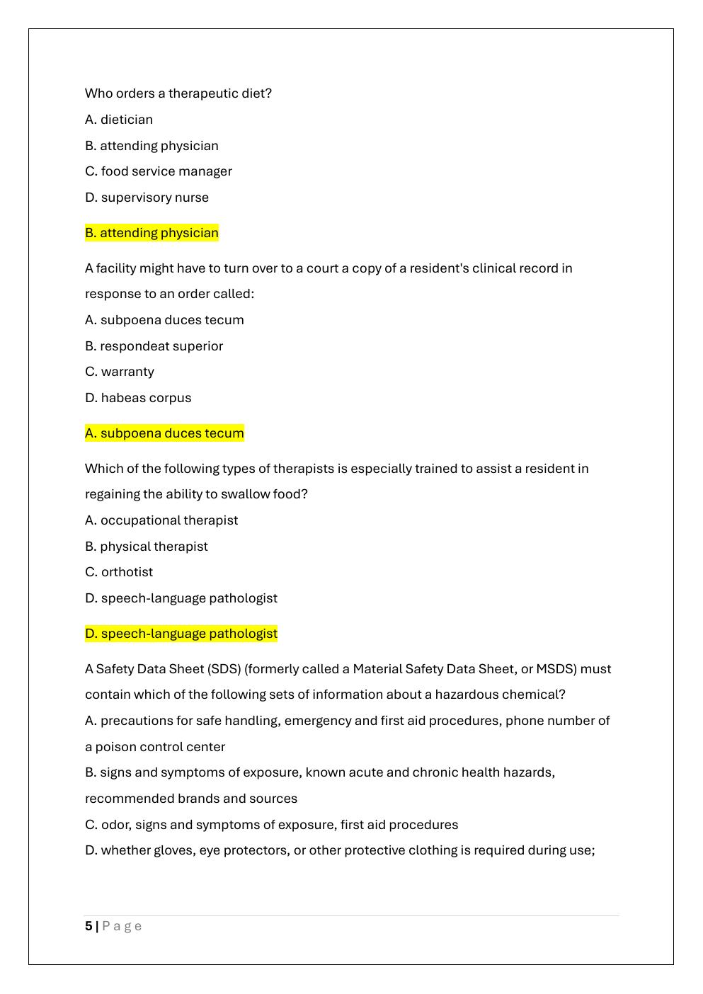 Preview page 5 of NAB CORE EXAM | COMPLETE NURSING  HOME ADMINISTRATOR PREP