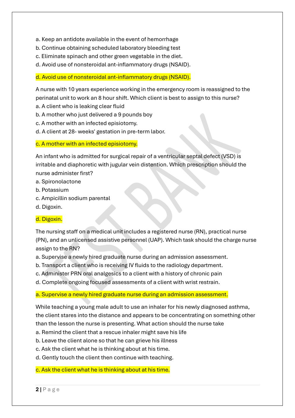 Preview page 2 of HESI RN EXIT EXAM PREP / HESI EXIT RN &  PN EXAM TEST BANK
