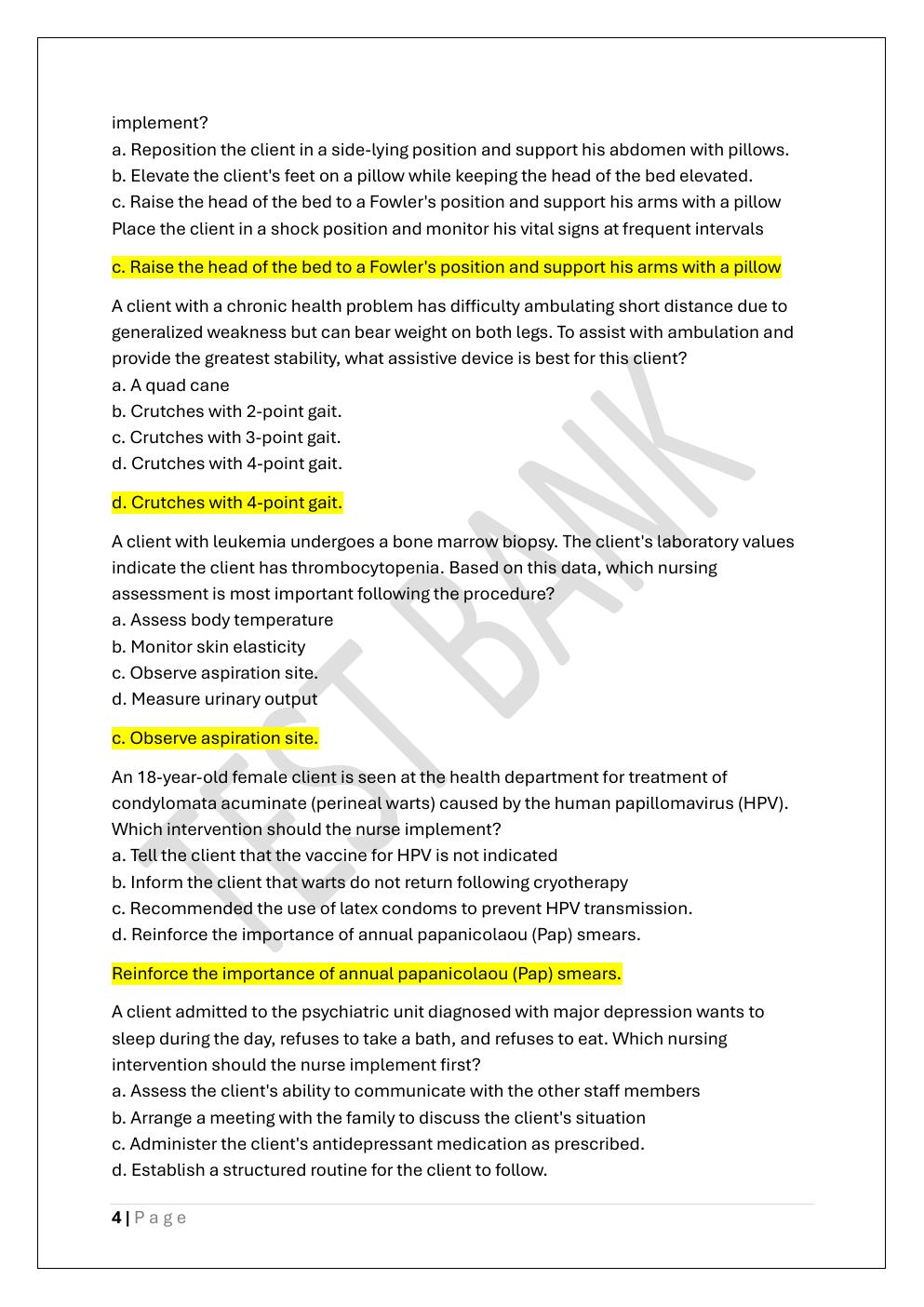 Preview page 4 of HESI RN EXIT EXAM PREP / HESI EXIT RN &  PN EXAM TEST BANK