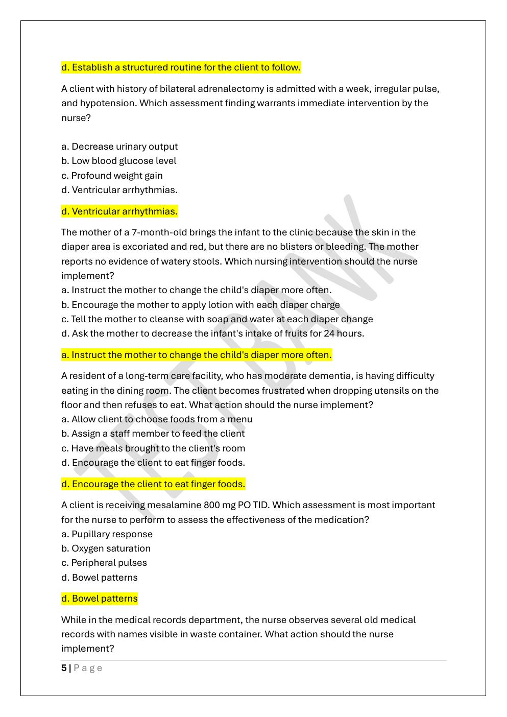 Preview page 5 of HESI RN EXIT EXAM PREP / HESI EXIT RN &  PN EXAM TEST BANK