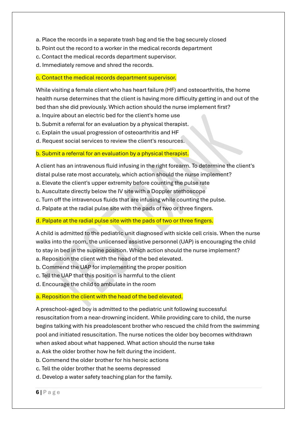 Preview page 6 of HESI RN EXIT EXAM PREP / HESI EXIT RN &  PN EXAM TEST BANK