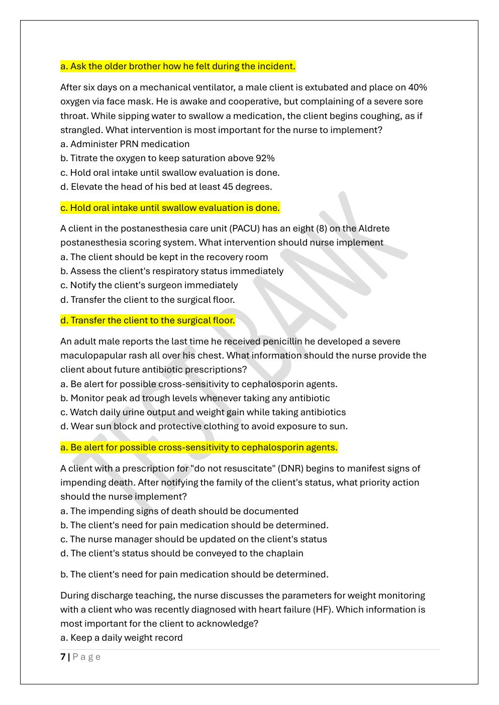 Preview page 7 of HESI RN EXIT EXAM PREP / HESI EXIT RN &  PN EXAM TEST BANK