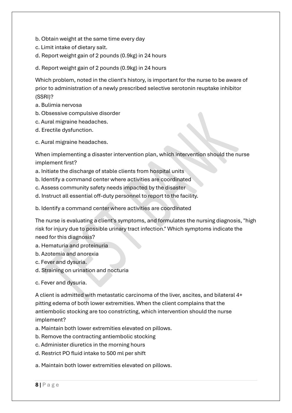Preview page 8 of HESI RN EXIT EXAM PREP / HESI EXIT RN &  PN EXAM TEST BANK