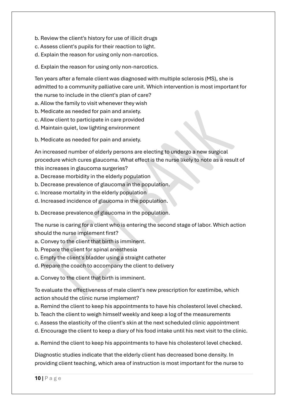Preview page 10 of HESI RN EXIT EXAM PREP / HESI EXIT RN &  PN EXAM TEST BANK