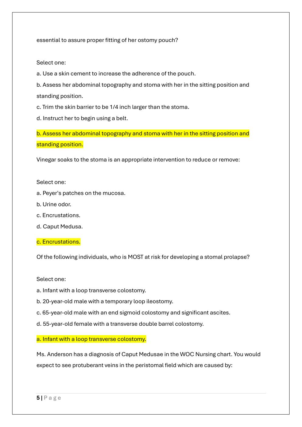 Preview page 5 of WEB WOC OSTOMY CARE FINAL EXAM