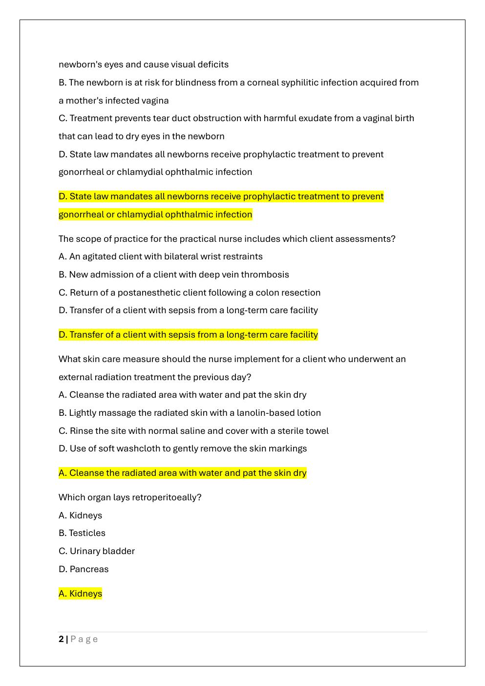 Preview page 2 of HESI PN EXIT EXAM 2024-2025 EXAM