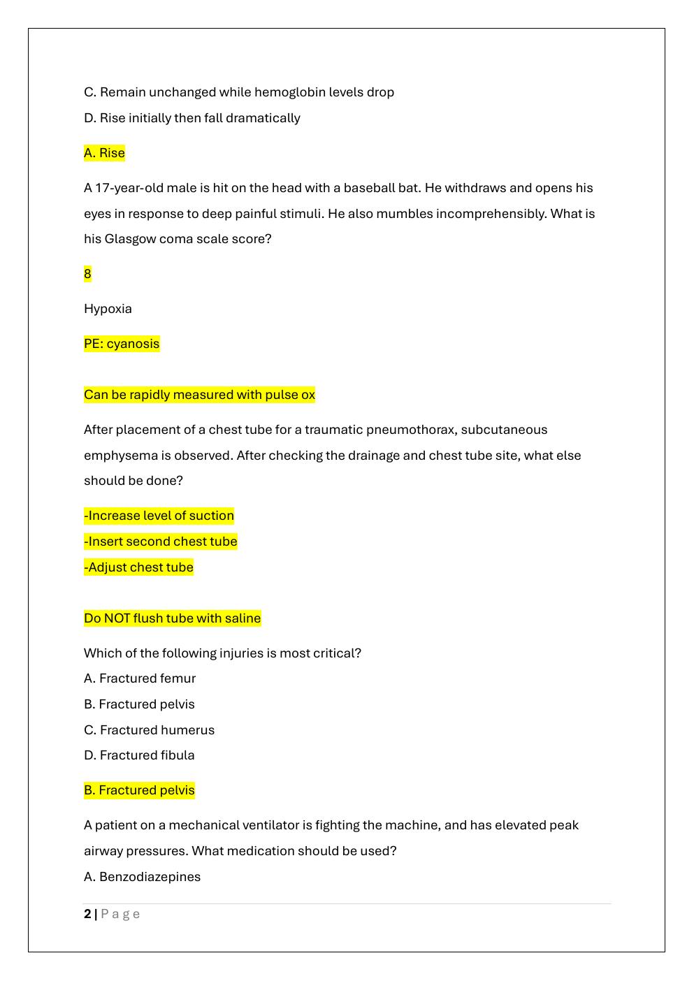 Preview page 2 of ATLS PRETEST AND PRACTICE EXAM