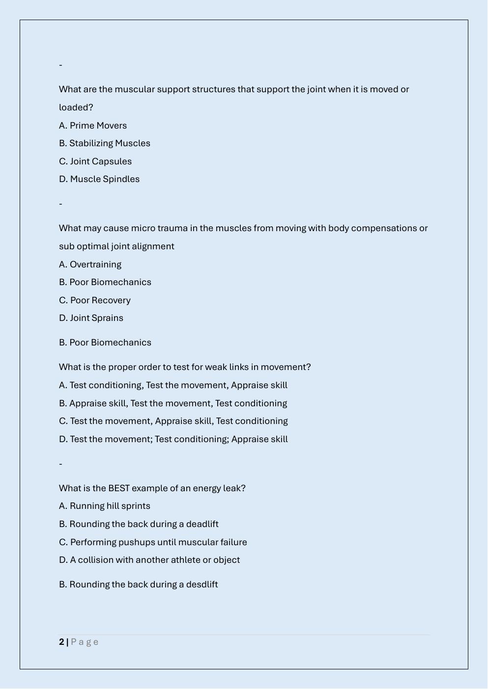Preview page 2 of ATHLETIC BODY IN BALANCE EXAM