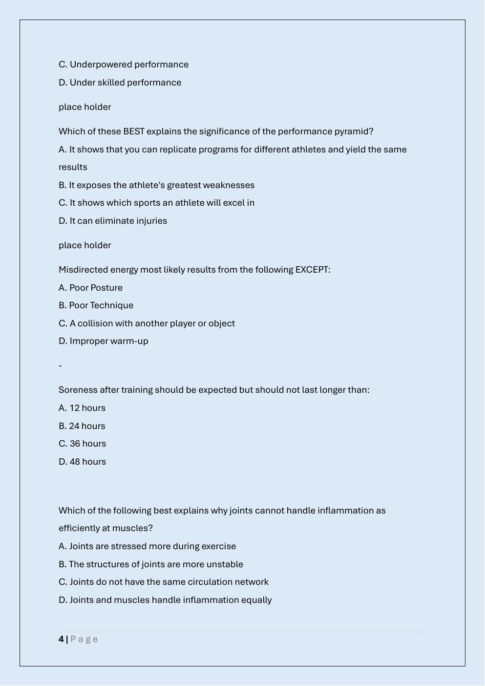 Preview page 4 of ATHLETIC BODY IN BALANCE EXAM