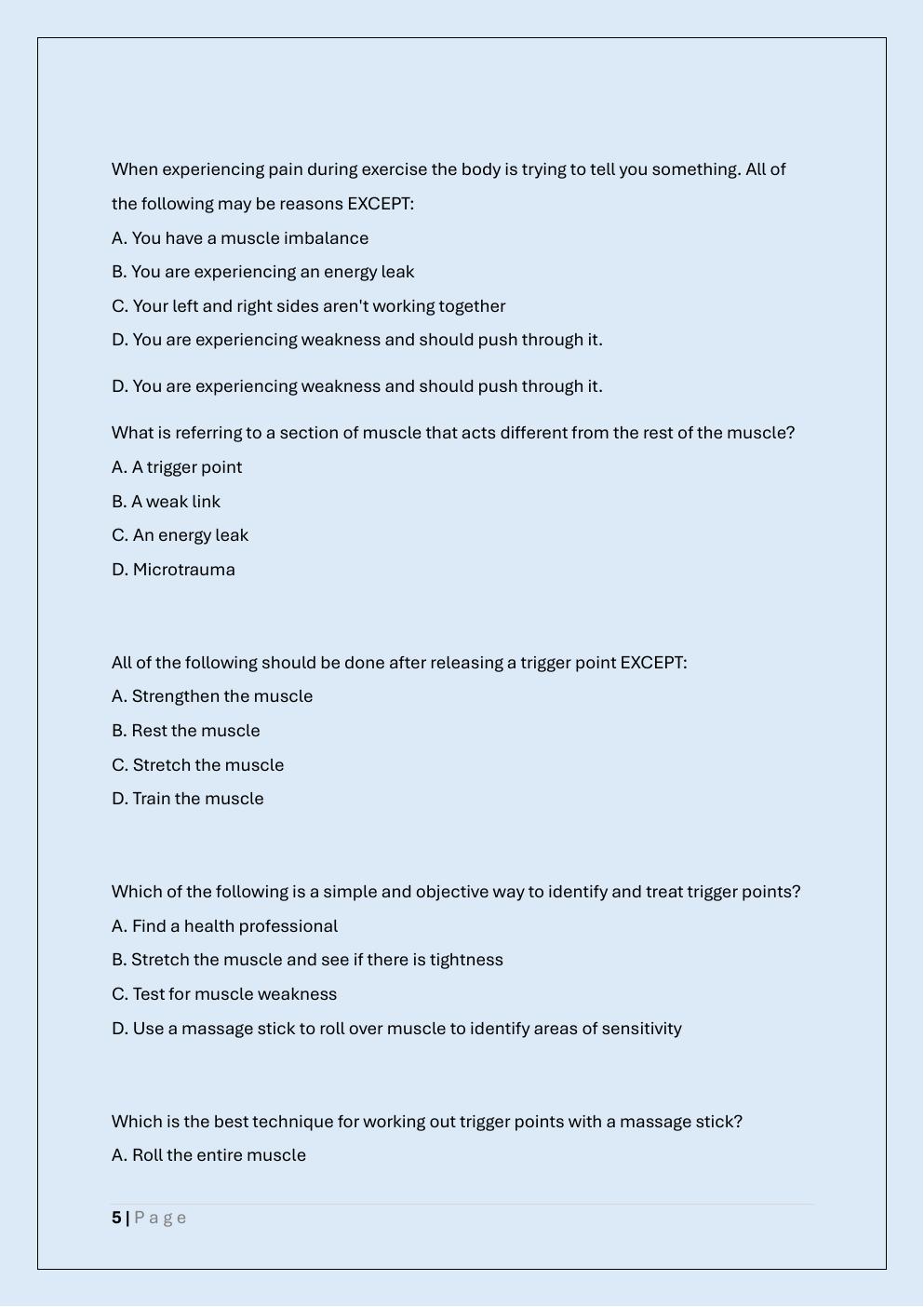 Preview page 5 of ATHLETIC BODY IN BALANCE EXAM