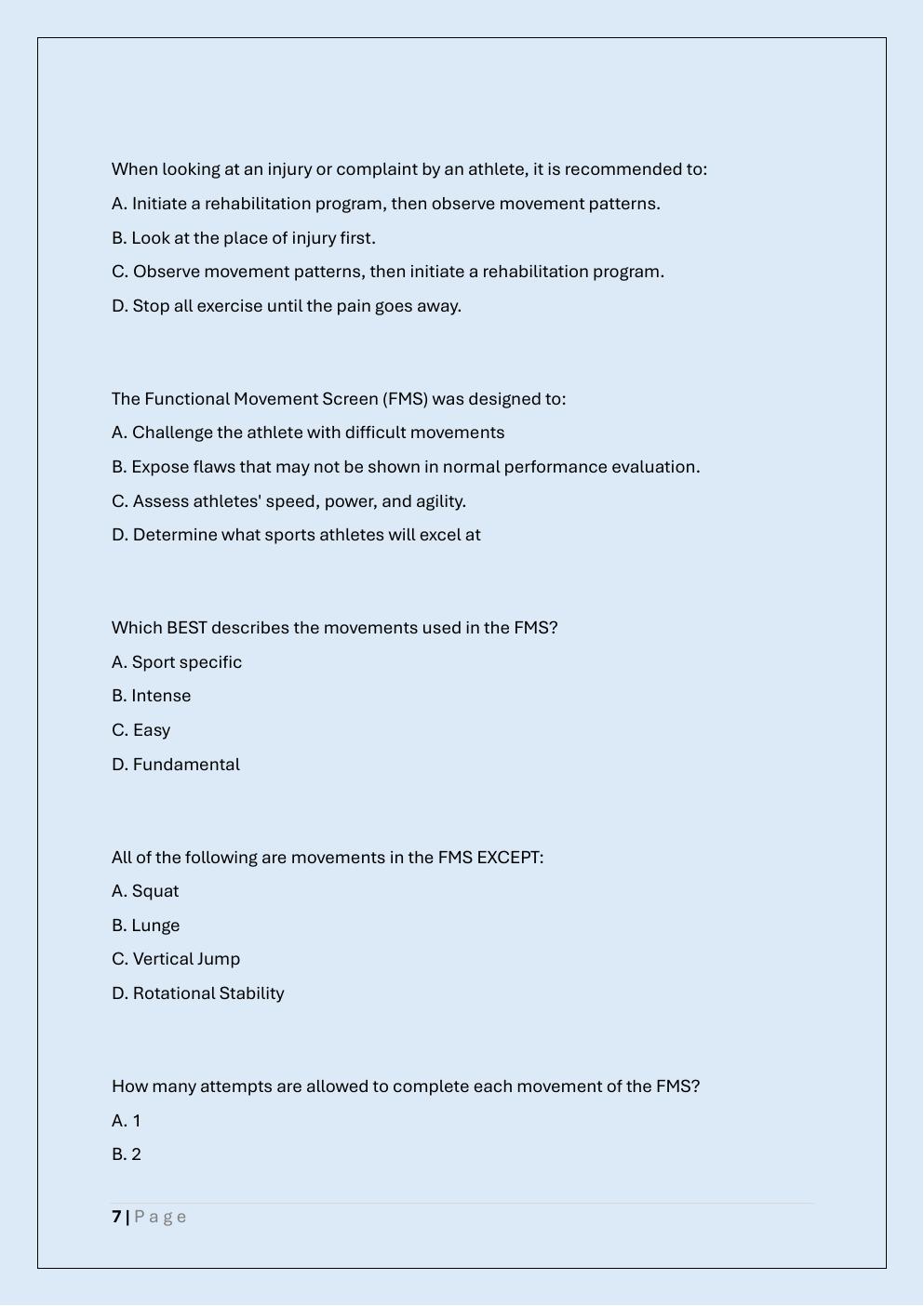 Preview page 7 of ATHLETIC BODY IN BALANCE EXAM