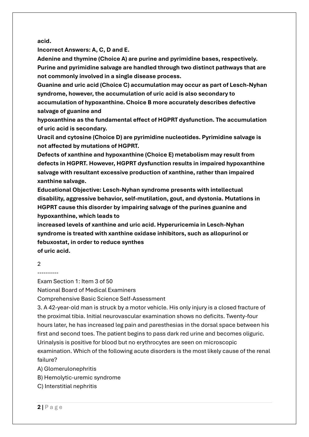 Preview page 2 of NBME 26 208 (USMLE STEP 1)EXAM