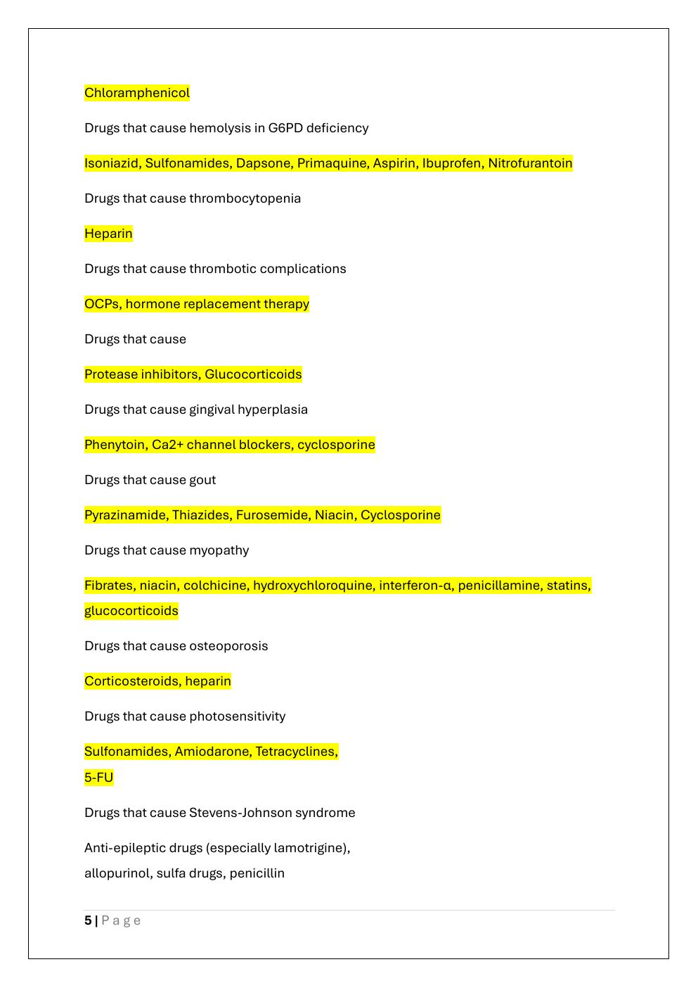 Preview page 5 of USMLE STEP 1 PHARMACOLOGY QUIZ BANK  EXAM