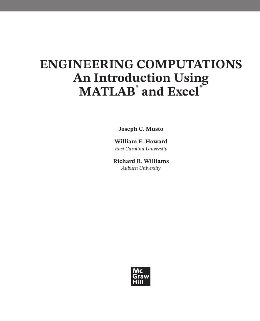 Preview page 2 of eBook PDF ISE Engineering Computation An Introduction Using MATLAB and Excel 2026 Release By Joseph Musto, William Howar