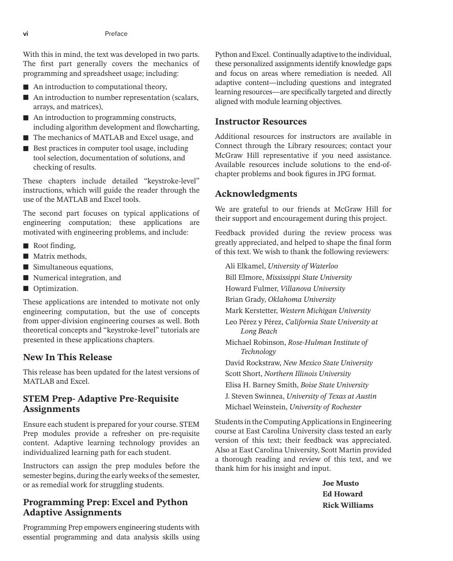 Preview page 7 of eBook PDF ISE Engineering Computation An Introduction Using MATLAB and Excel 2026 Release By Joseph Musto, William Howar