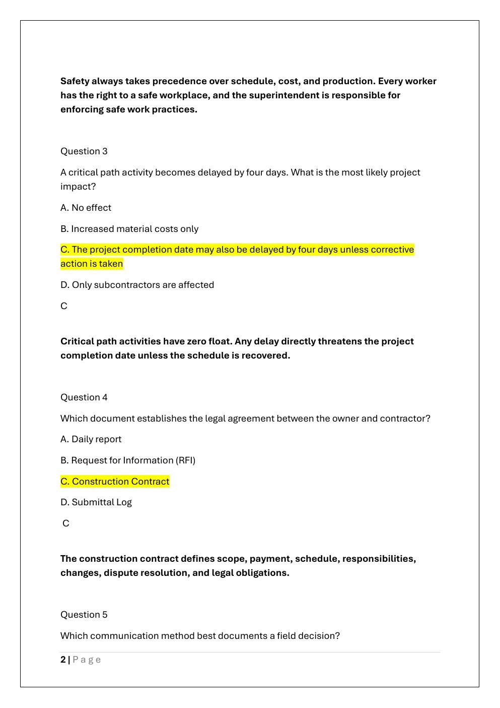 Preview page 2 of NCCER CONSTRUCTION SUPERINTENDENT  CERTIFICATION EXAM