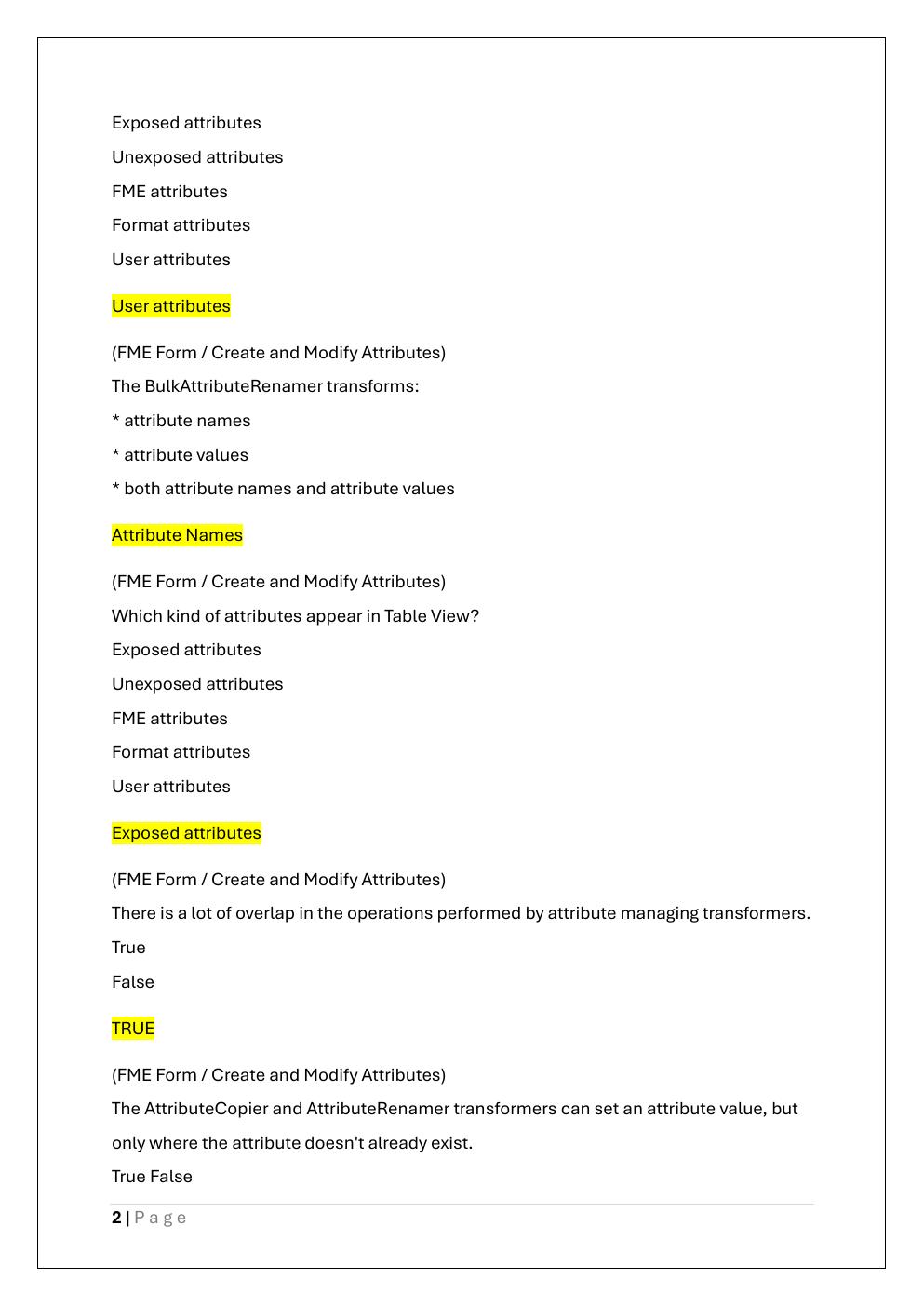 Preview page 2 of FME CERTIFIED PROFESSIONAL EXAM