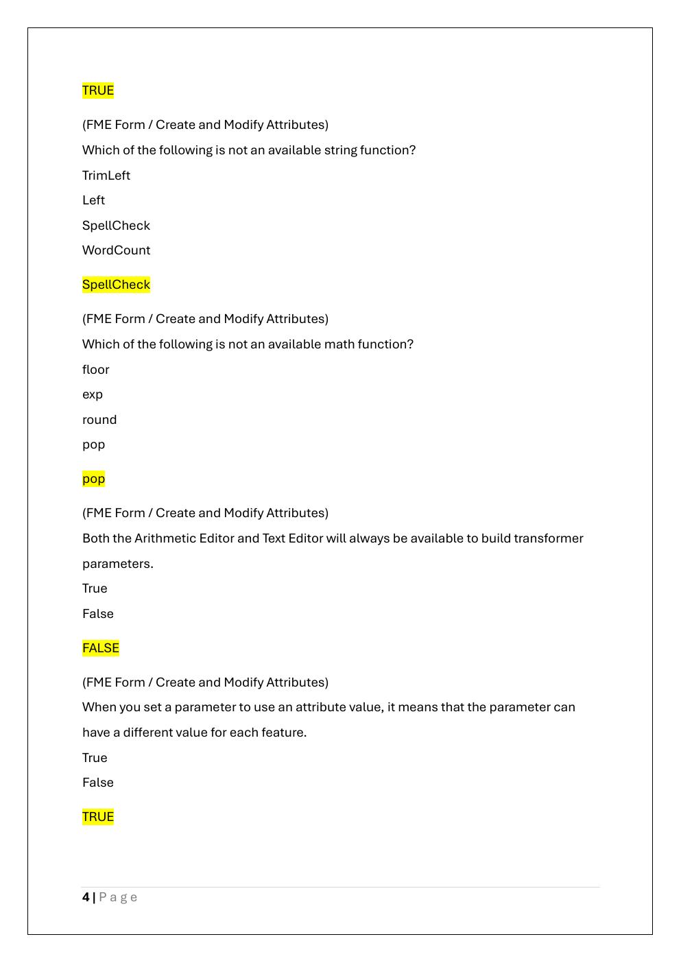 Preview page 4 of FME CERTIFIED PROFESSIONAL EXAM
