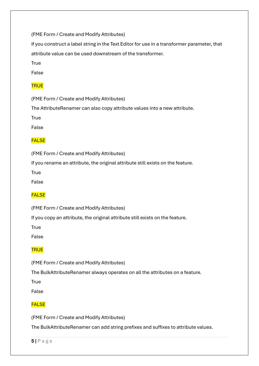 Preview page 5 of FME CERTIFIED PROFESSIONAL EXAM