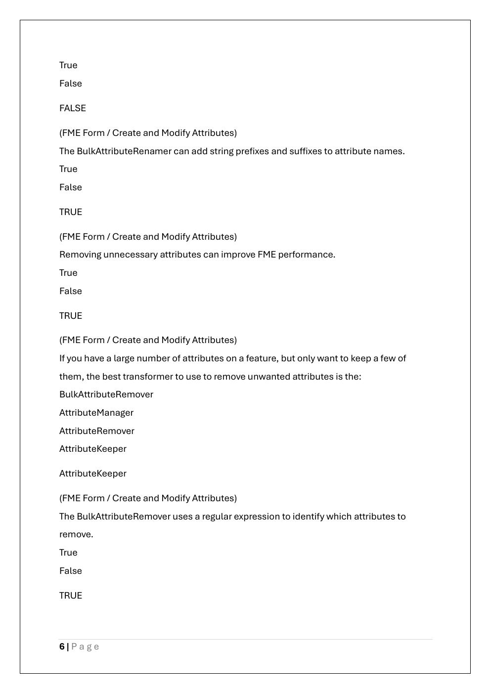 Preview page 6 of FME CERTIFIED PROFESSIONAL EXAM