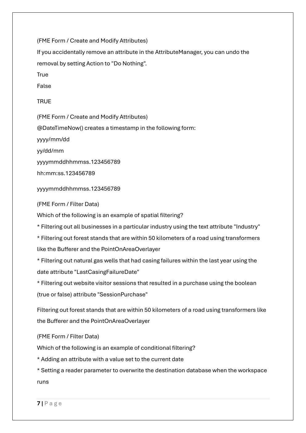 Preview page 7 of FME CERTIFIED PROFESSIONAL EXAM