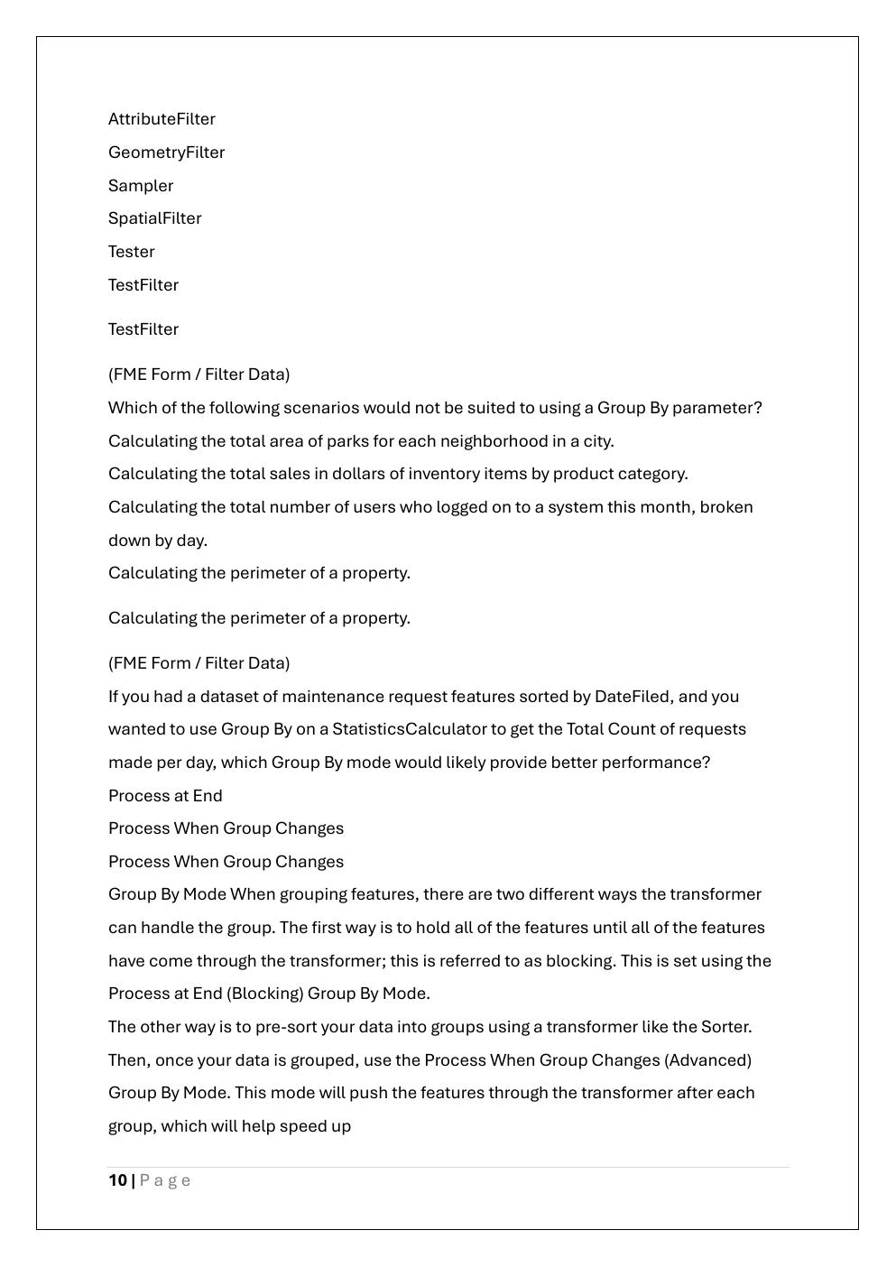 Preview page 10 of FME CERTIFIED PROFESSIONAL EXAM