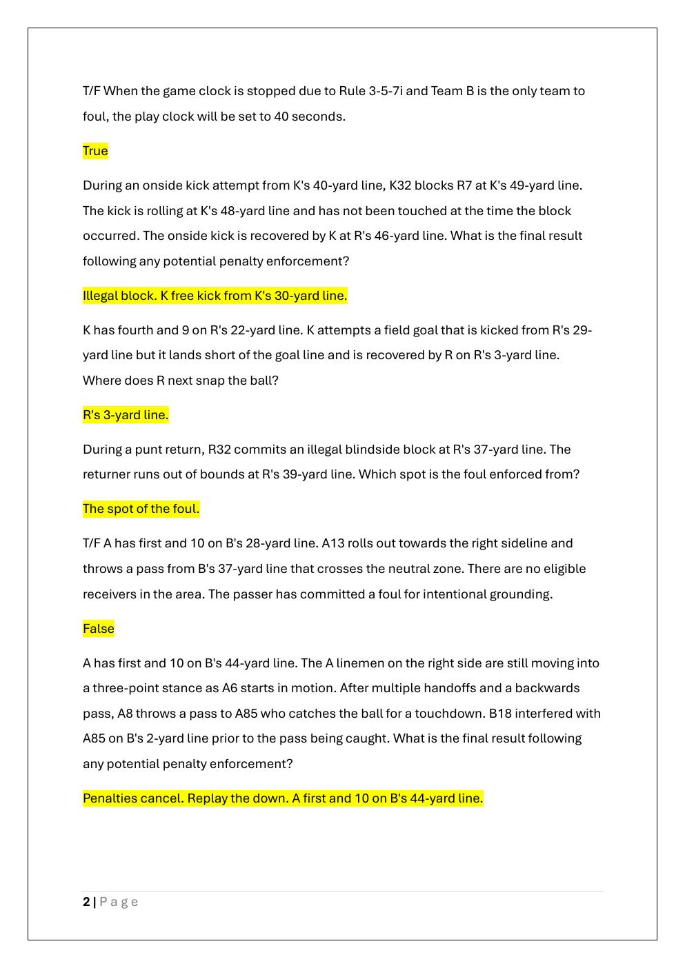 Preview page 2 of NFHS FOOTBALL EXAM - PART 1 EXAM