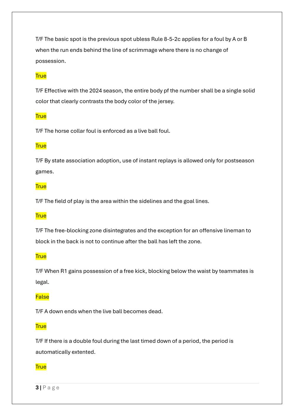 Preview page 3 of NFHS FOOTBALL EXAM - PART 1 EXAM