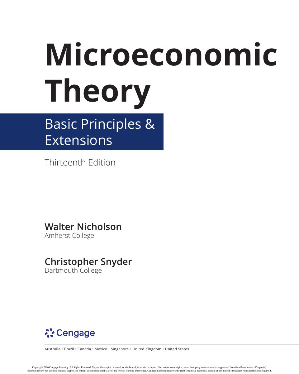 Preview page 2 of eBook PDF Microeconomic Theory Basic Principles Extensions 13th Edition By Walter Nicholson, Christopher Snyder
