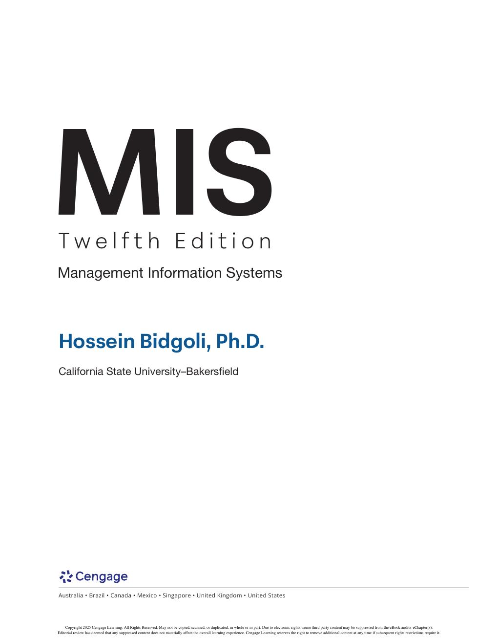 Preview page 2 of eBook PDF MIS 12th Edition By Hossein Bidgoli