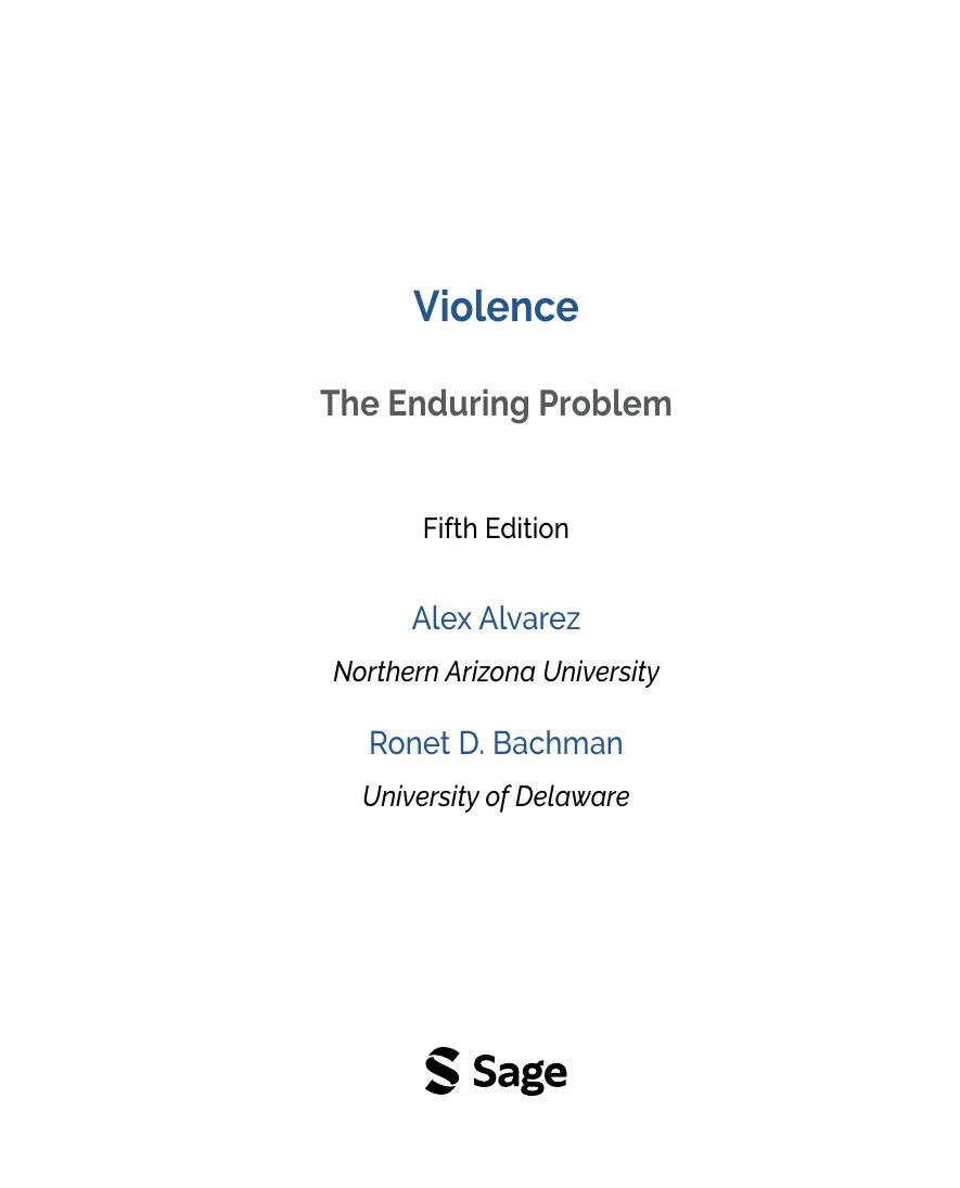 Preview page 3 of Violence The Enduring Problem 5th Edition By Alex Alvarez, Ronet Bachman