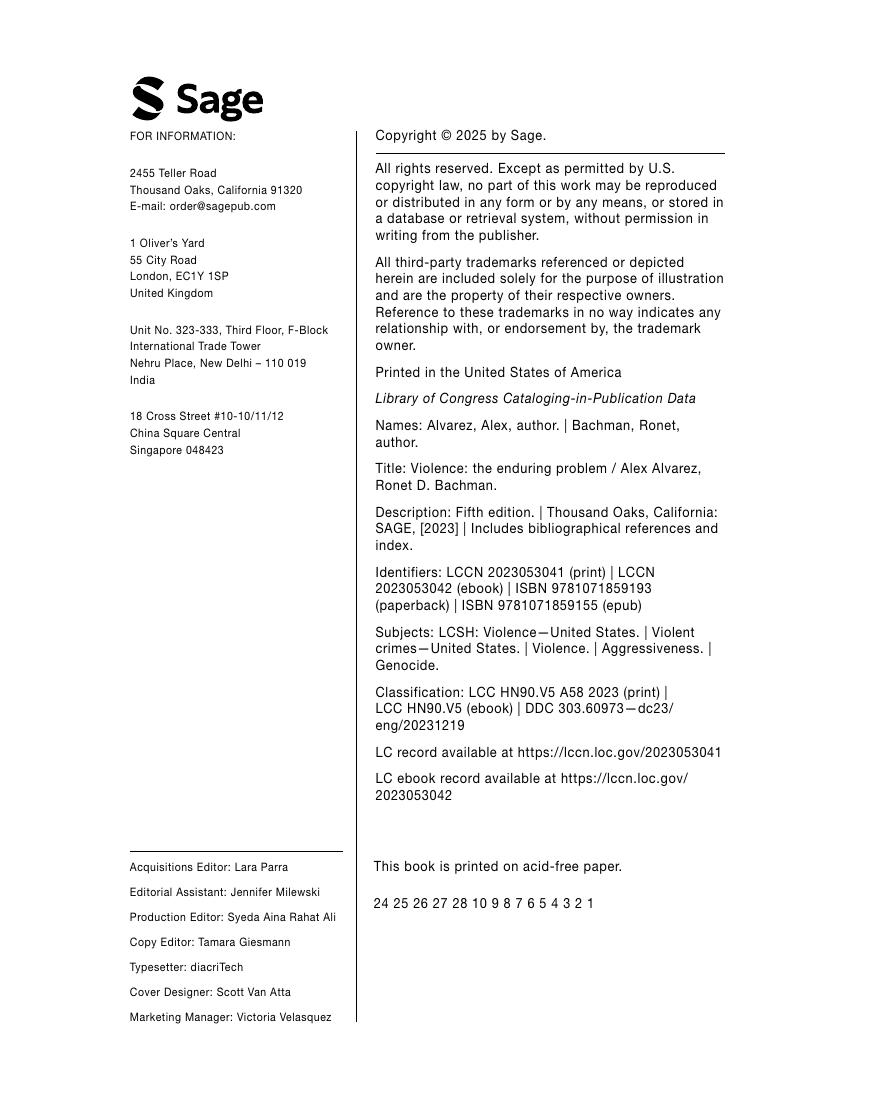 Preview page 5 of Violence The Enduring Problem 5th Edition By Alex Alvarez, Ronet Bachman