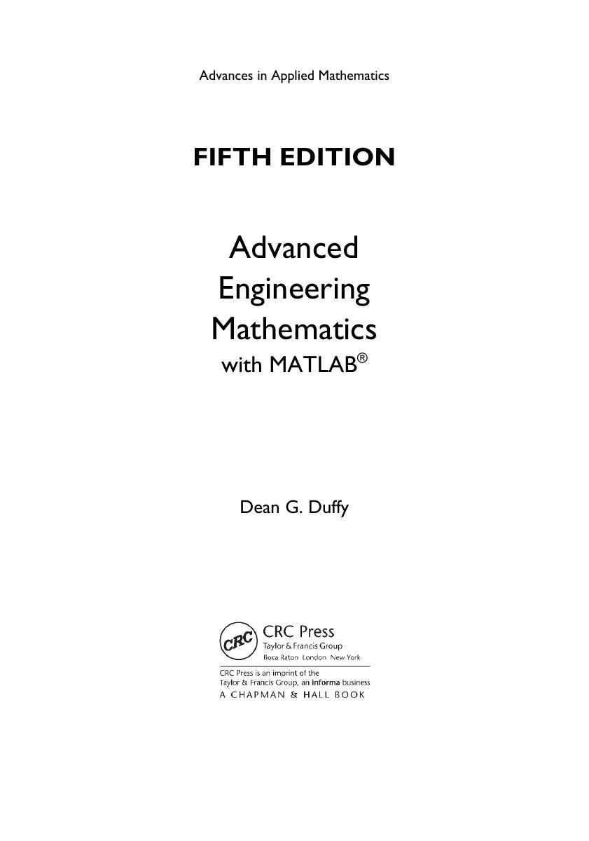 Preview page 4 of eBook [PDF] Advanced Engineering Mathematics with MATLAB Advances in Applied Mathematics 5th Edition Dean G. Duffy