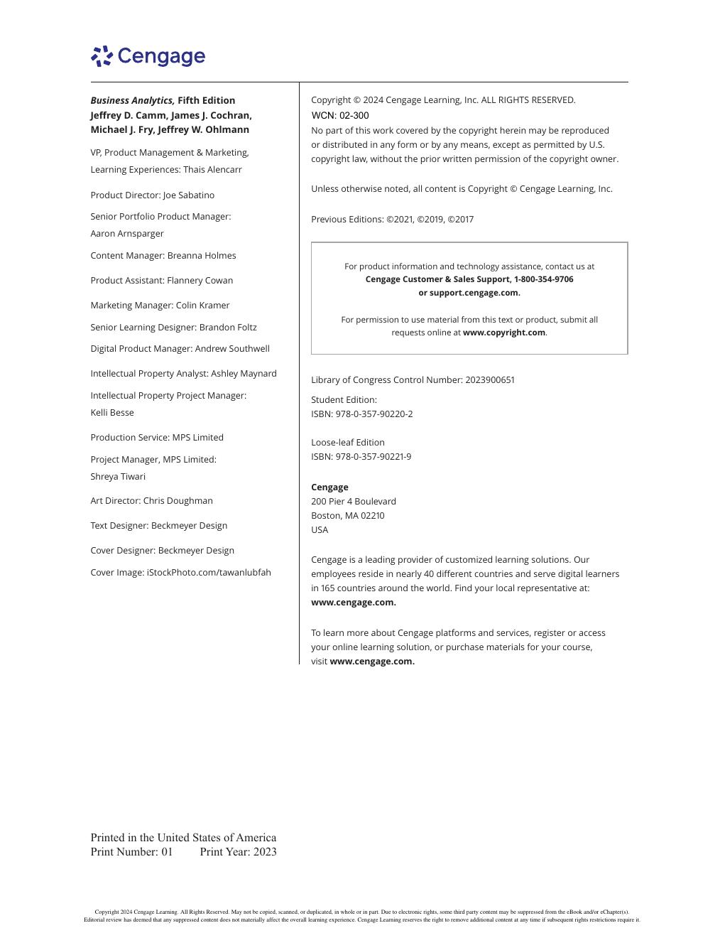 Preview page 3 of Business Analytics By Camm Jeffrey D.Cochran, James J.Fry