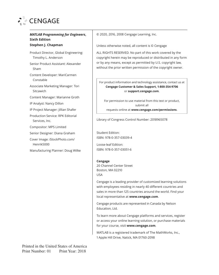 Preview page 4 of eBook PDF MATLAB Programming for Engineers 6th Edition By Stephen Chapman