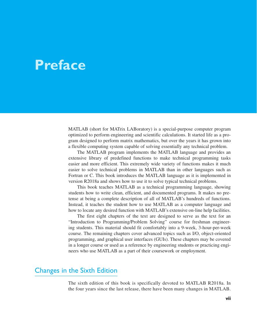 Preview page 6 of eBook PDF MATLAB Programming for Engineers 6th Edition By Stephen Chapman