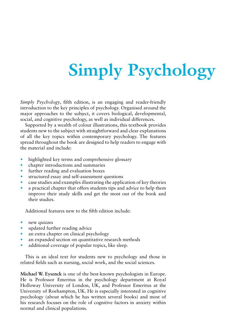 Preview page 3 of eBook PDF Simply Psychology 5th Edition By Michael Eysenck