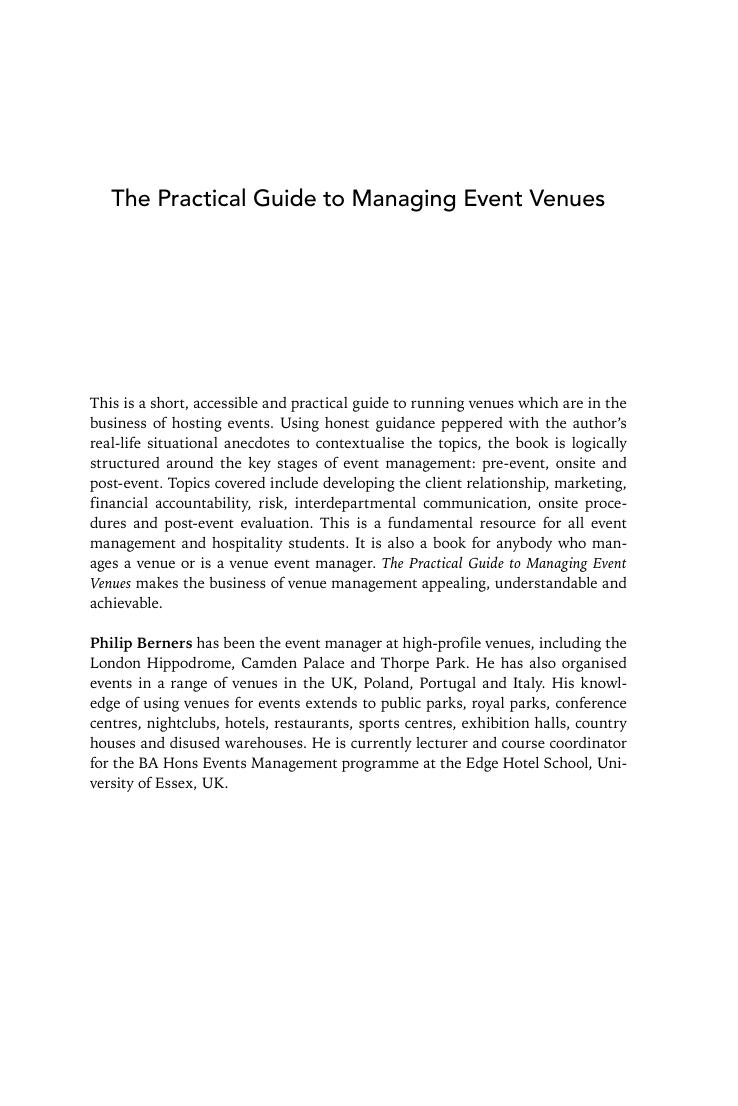 Preview page 2 of The Practical Guide to Managing Event Venues By Philip Berners