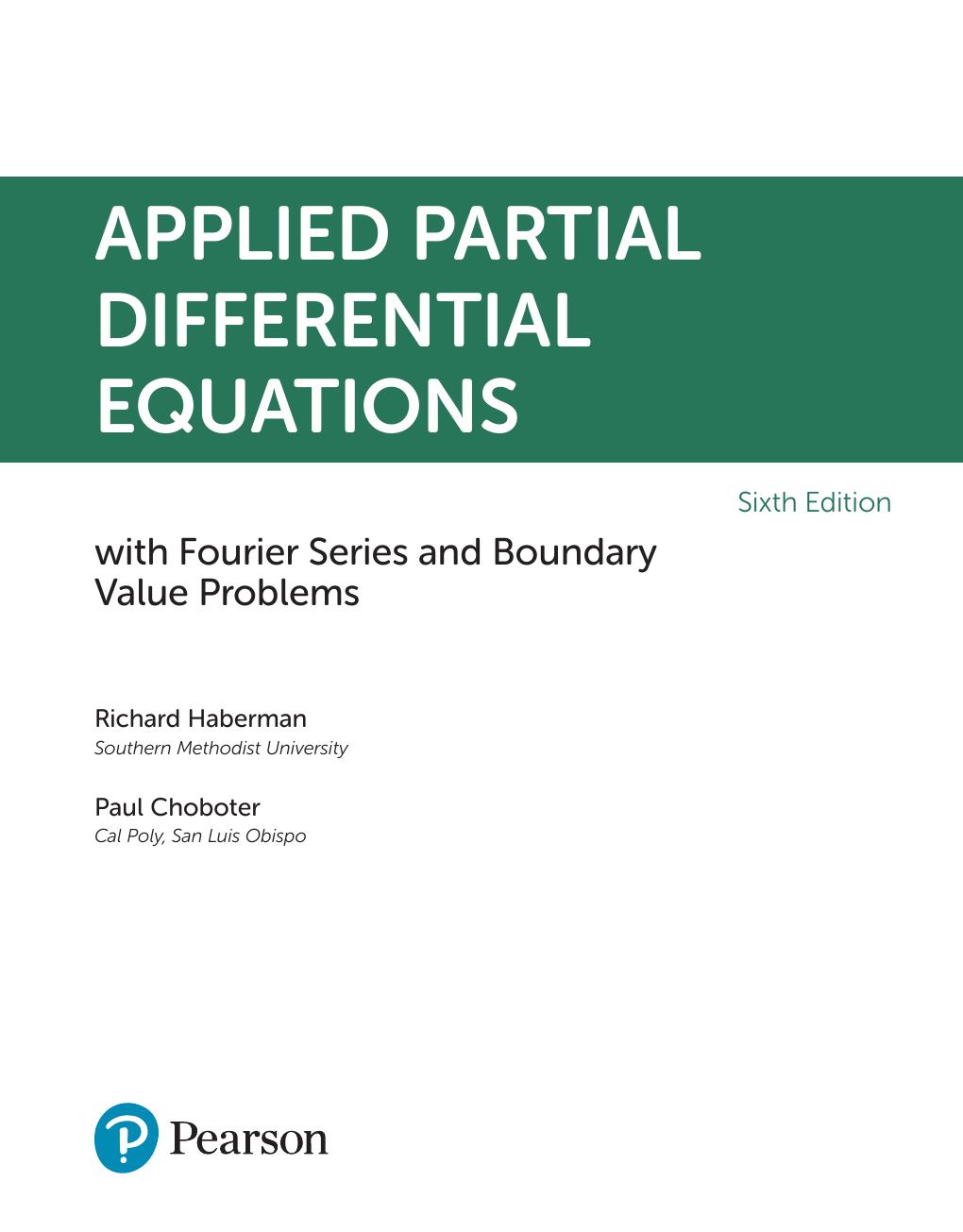 Preview page 2 of eBook PDF Applied Partial Differential Equations with Fourier Series and Boundary Value Problems 6th Edition By Richard