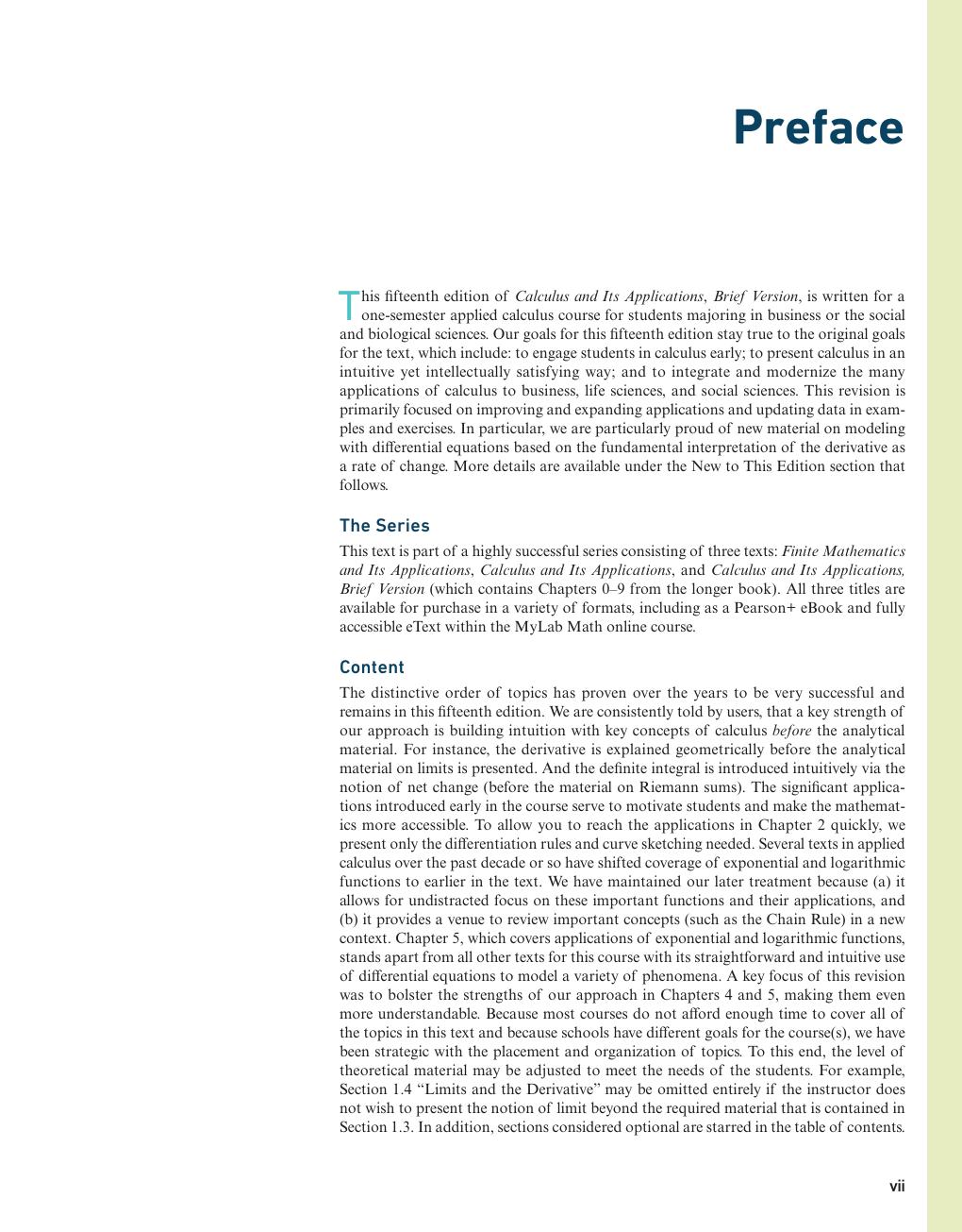 Preview page 9 of Calculus And Its Applications Brief Version 15th Edition By Larry Goldstein